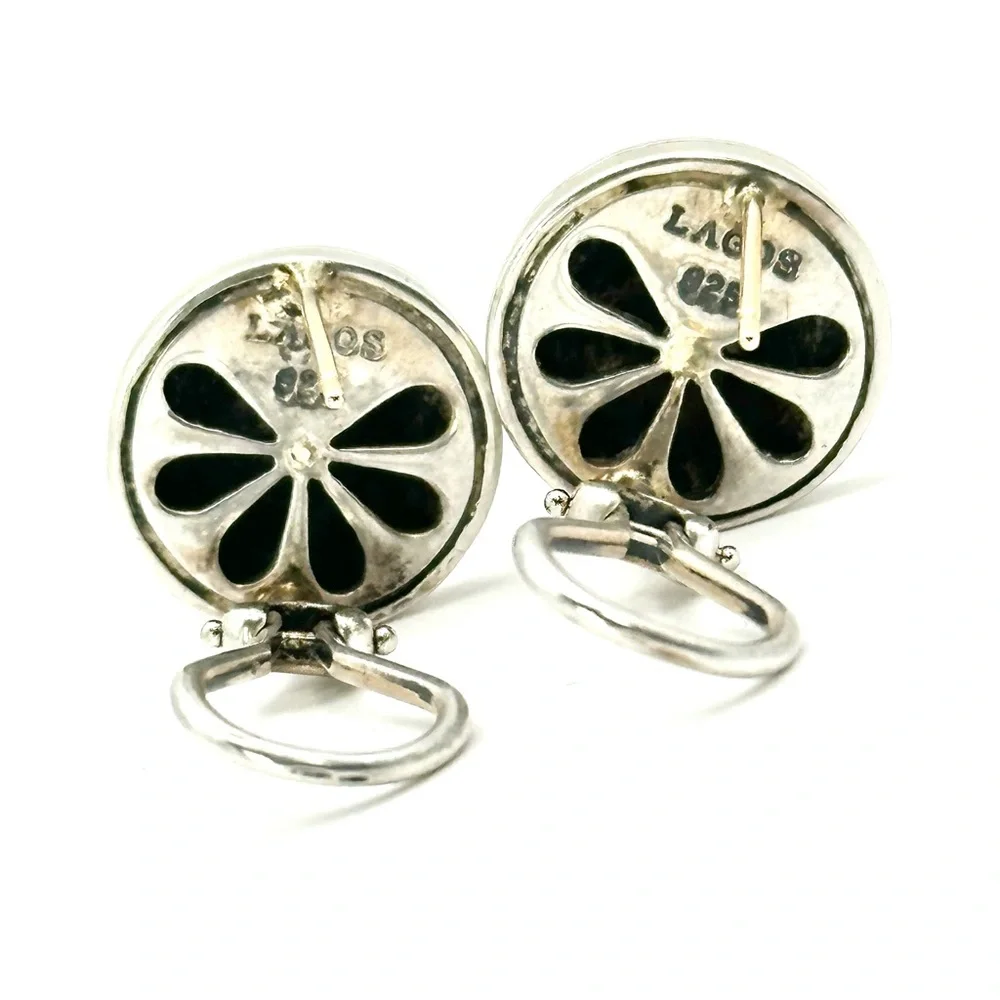Lagos Signature Caviar Sterling Silver 15MM Button Earrings - Picture 6 of 8